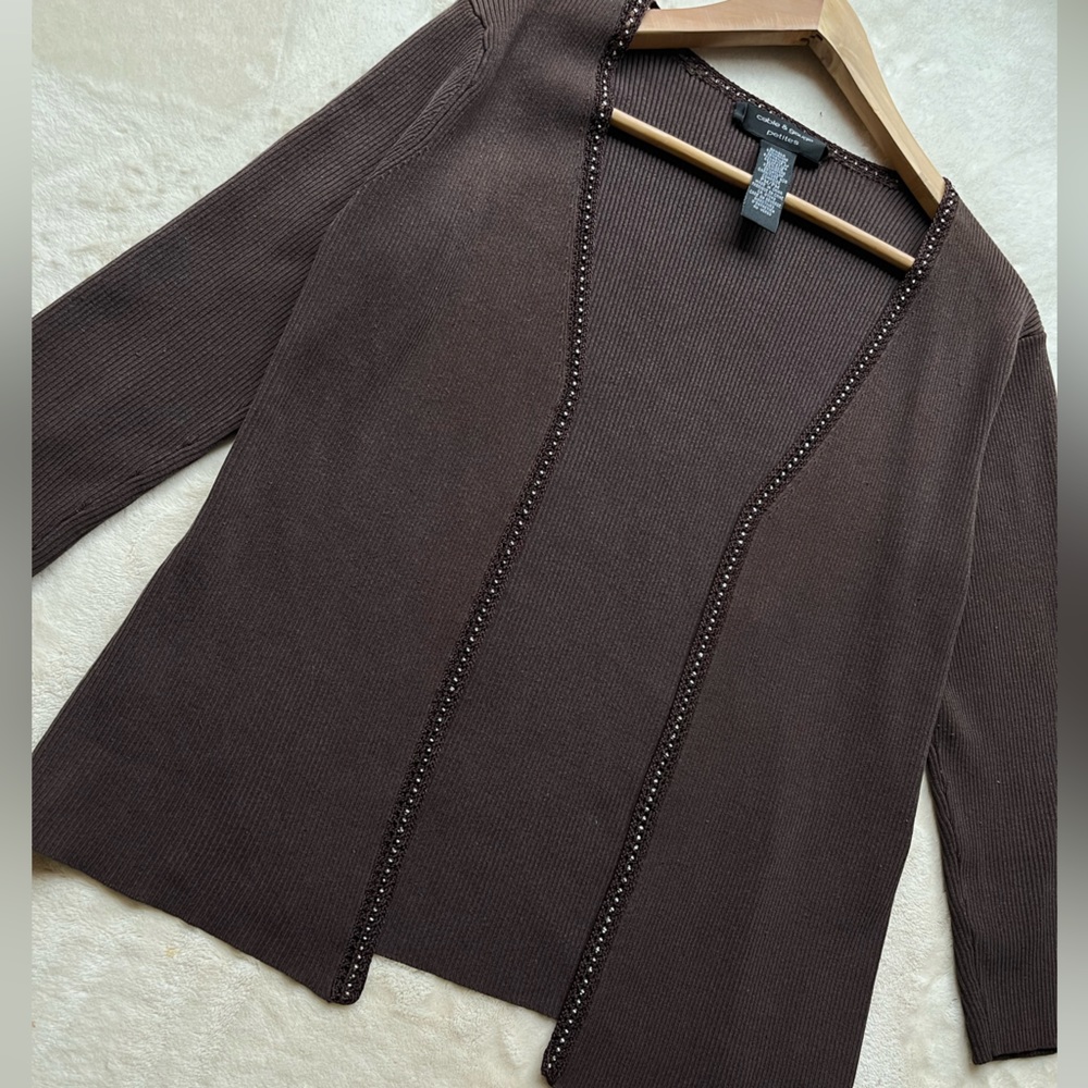 Cable and Gauge Silk 3/4 Sleeve Cardigan - Picture 4 of 8